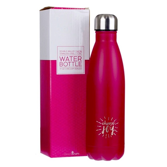 NIB ‘Choose Joy’ raspberry color double wall insulated bottle 17oz vacuum seal - Picture 3 of 8